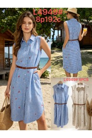 VESTIDO CAMISERO CUADROS VICHY CON CINTURÓN DD-L4949