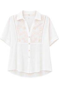 CAMISA BORDADA MANGA CORTA CON DETALLE CALADO TY-K88124