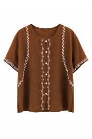 BLUSA BORDADA MANGA CORTA ESTILO ÉTNICO TY-1145