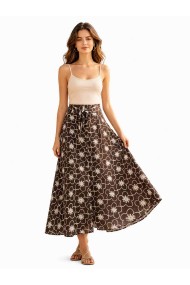 FALDA MIDI ESTAMPADO FLORAL CON BOTONES Y LAZO DD-L4928