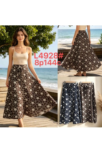 FALDA MIDI ESTAMPADO FLORAL CON BOTONES Y LAZO DD-L4928