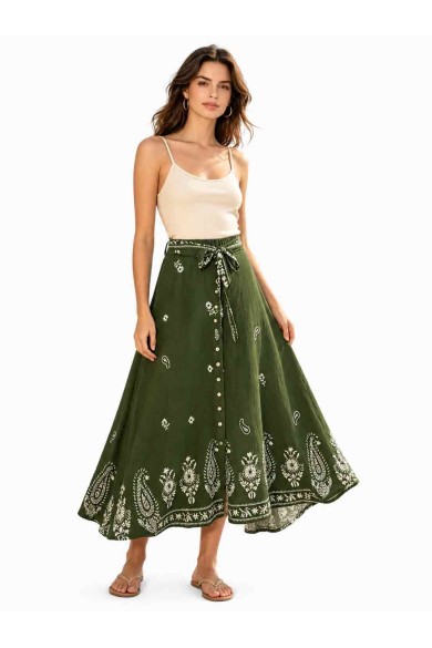 FALDA MIDI ESTAMPADO CACHEMIR CON BOTONES DD-L4929
