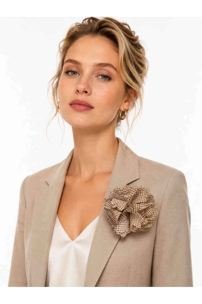 BROCHE FLOR TEXTIL ESTILO VINTAGE CON CLIP Y ALFILER TM-XH1306
