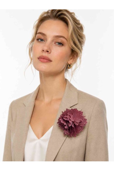 BROCHE FLOR TEXTIL ESTILO VINTAGE CON CLIP Y ALFILER TM-XH1306