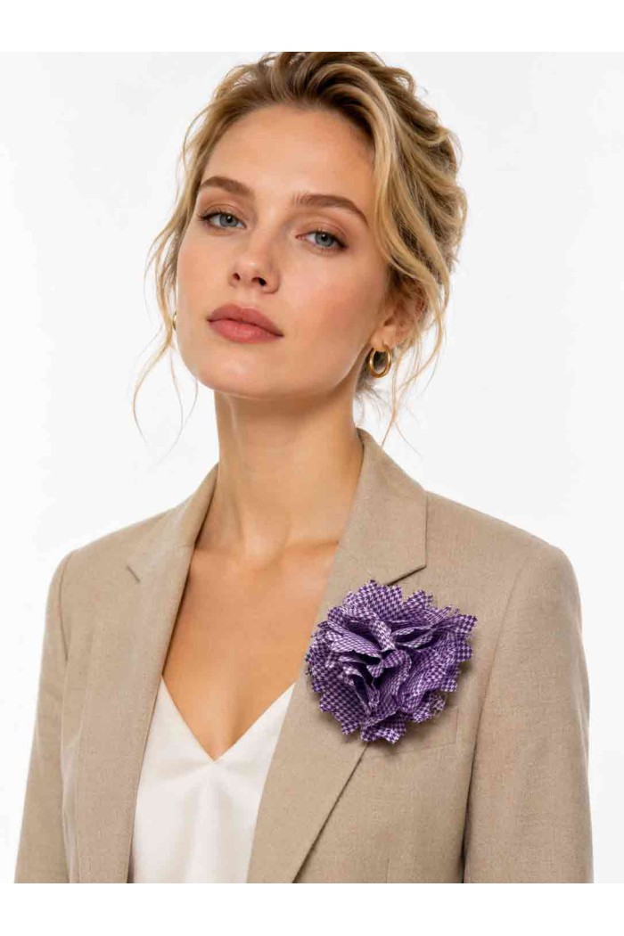 BROCHE FLOR TEXTIL ESTILO VINTAGE CON CLIP Y ALFILER TM-XH1306