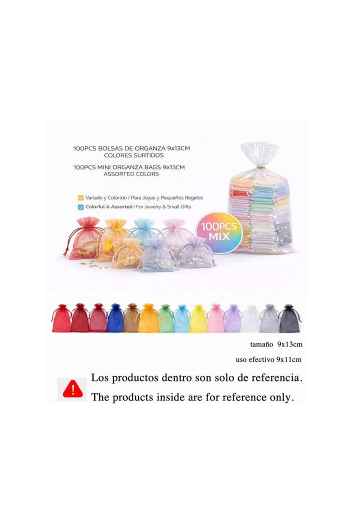 BOLSAS DE ORGANZA VARIOS COLORES 9x13CM TM-DZ913