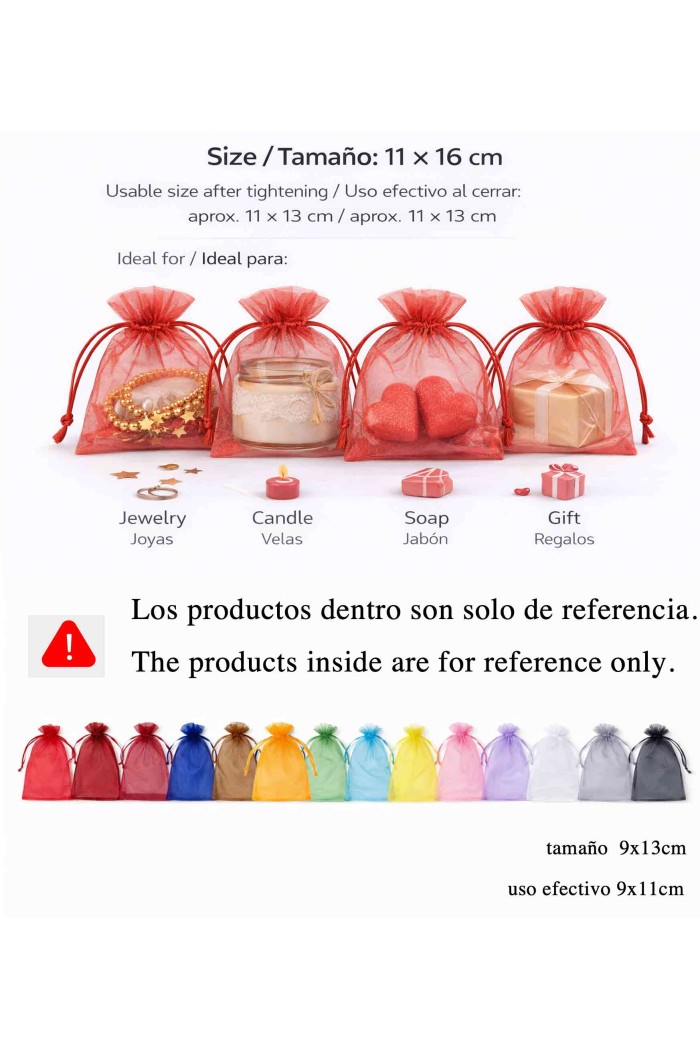 BOLSAS DE ORGANZA VARIOS COLORES 11X16CM TM-DZ1116