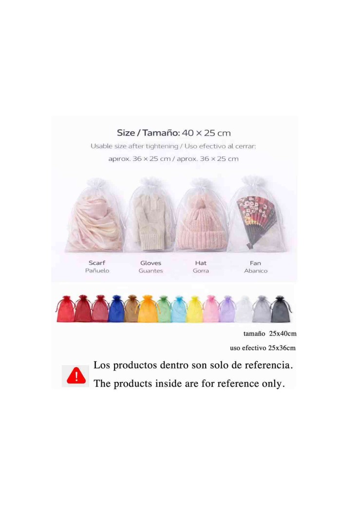 BOLSAS DE ORGANZA VARIOS COLORES 25X40CM TM-DZ25X40