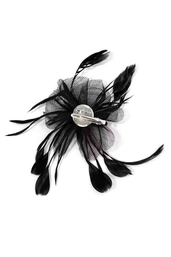 TOCADO CON PLUMAS Y VELO NEGRO ESTILO ELEGANTE TM-XH1818