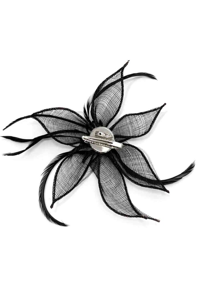 TOCADO CON PLUMAS Y VELO NEGRO ESTILO ELEGANTE TM-XH1818-1
