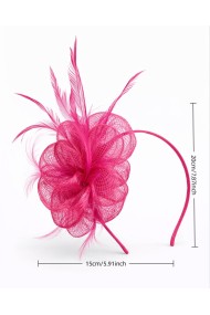 TOCADO DIADEMA CON FLORES DE MALLA Y PLUMAS ELEGANTE TM-XH163