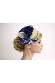 TOCADO ELEGANTE CON BASE REDONDA, FLORES DE MALLA Y PLUMAS TM-XH167