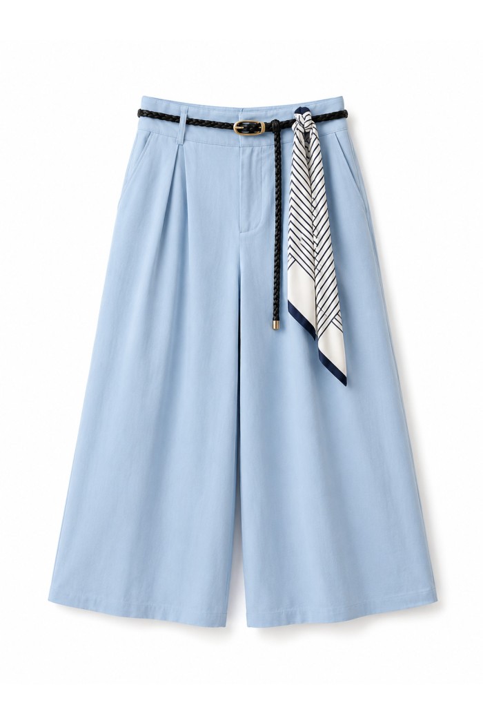 PANTALÓN PALAZZO FLUIDO CON CINTURÓN – ESTILO ELEGANTE CASUAL DBT-X6389
