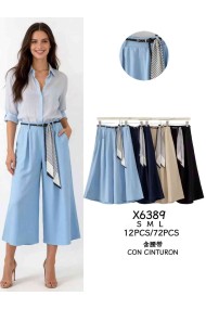PANTALÓN PALAZZO FLUIDO CON CINTURÓN – ESTILO ELEGANTE CASUAL DBT-X6389