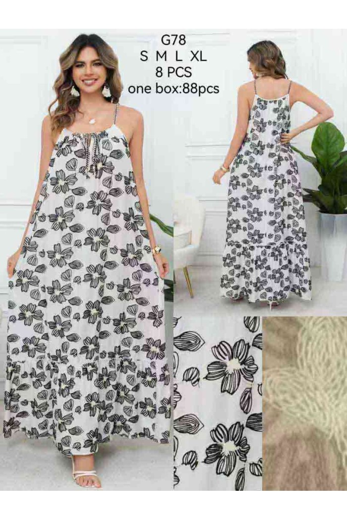 VESTIDO MAXI FLORAL ESTILO BOHO VERANO DD-G78