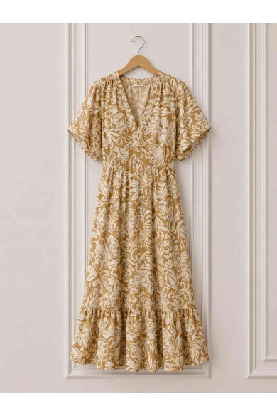 VESTIDO MIDI ESTAMPADO BOHO ESTILO ELEGANTE VERANO DD-1D2091