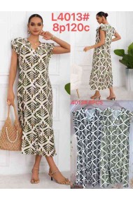 VESTIDO MIDI ESTAMPADO HOJAS ESTILO NATURAL VERANO DD-L4013