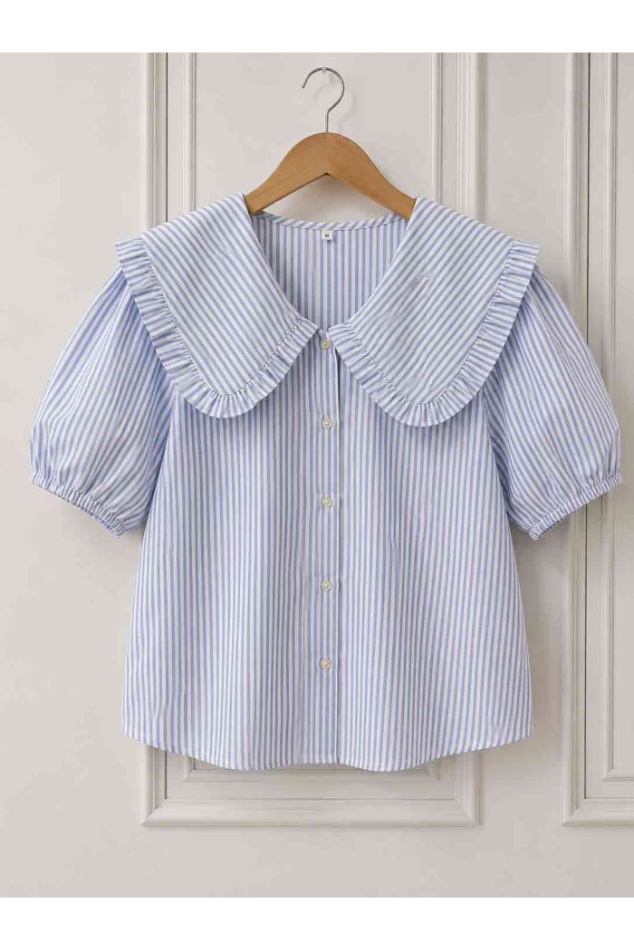 BLUSA RAYAS CUELLO XXL ESTILO ROMÁNTICO CHIC DD-1D2090