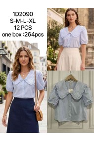 BLUSA RAYAS CUELLO XXL ESTILO ROMÁNTICO CHIC DD-1D2090