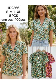 BLUSA FLORAL ESTAMPADA ESTILO BOHO MANGA CORTA Y CUELLO VOLANTE DD-1D2366