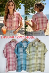 CAMISA CUADROS OVERSIZE ESTILO VERANO MANGA CORTA RELAJADA DD-L4904
