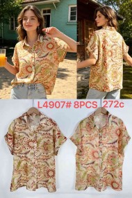 FLORAL BOHO SUMMER SHIRT PARA PLAYA Y VACACIONES – BLUSA CASUAL DE MANGA CORTA ESTILO RESORT VINTAGE DD-L4907