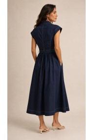 VESTIDO MIDI AZUL MARINO CON CINTURÓN FBZMA1667