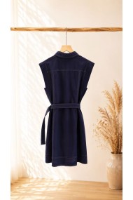 VESTIDO CAMISERO DENIM SIN MANGAS CON CINTURÓN AJUSTABLE FBZMR22553