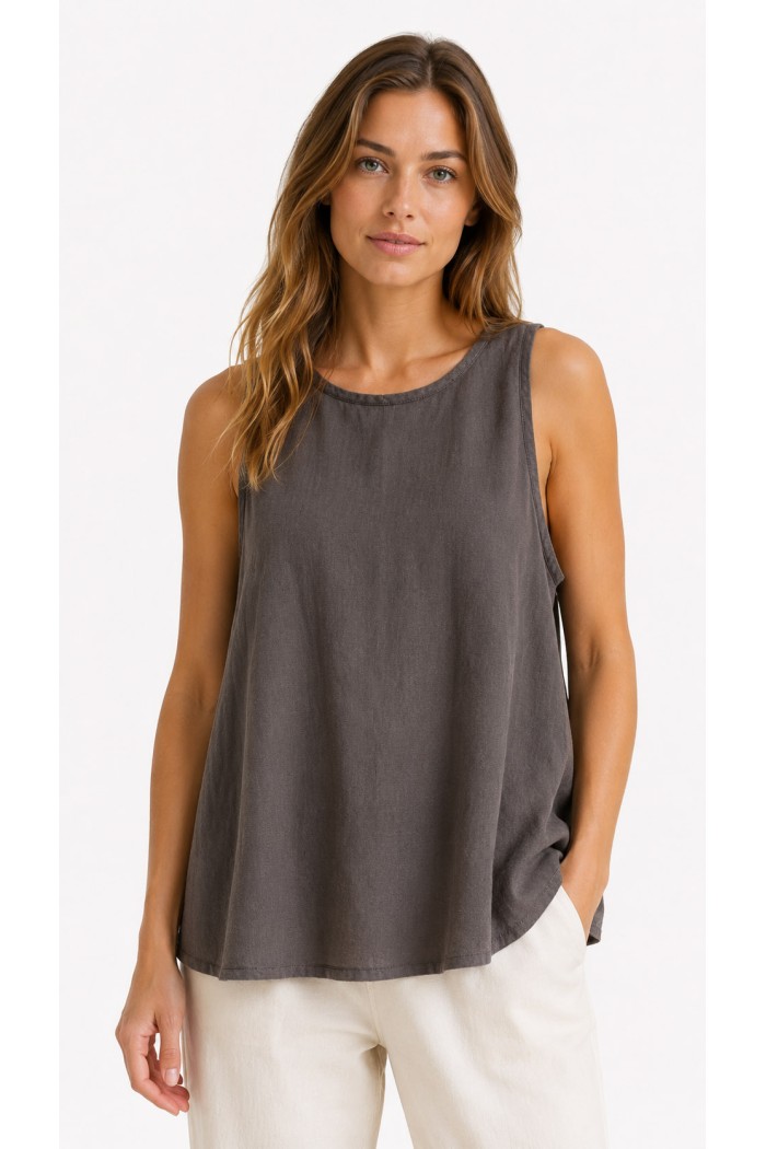 TOP SIN MANGAS PARA MUJER ESTILO BOHO CASUAL CUELLO REDONDO TEJIDO LIGERO VARIOS COLORES FBZMA1623
