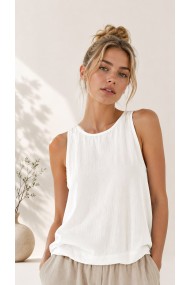 TOP SIN MANGAS PARA MUJER ESTILO BOHO CASUAL CUELLO REDONDO TEJIDO LIGERO VARIOS COLORES FBZMA1620