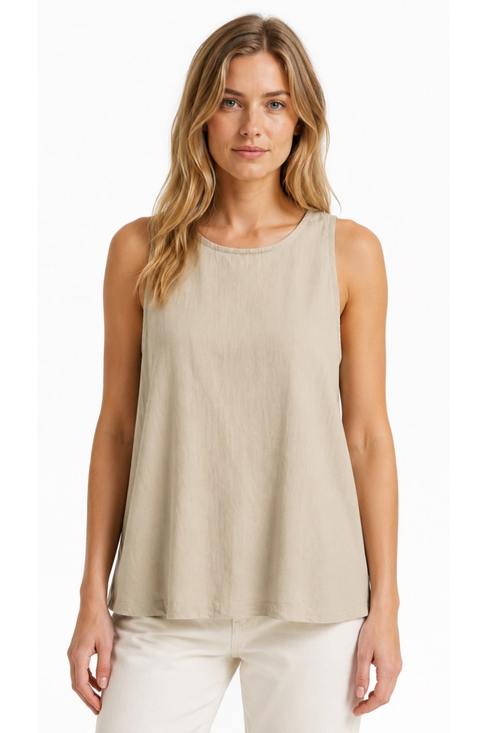 TOP SIN MANGAS PARA MUJER ESTILO BOHO CASUAL CUELLO REDONDO TEJIDO LIGERO VARIOS COLORES FBZMA1622
