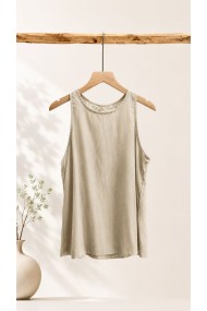 TOP SIN MANGAS PARA MUJER ESTILO BOHO CASUAL CUELLO REDONDO TEJIDO LIGERO VARIOS COLORES FBZMA1622