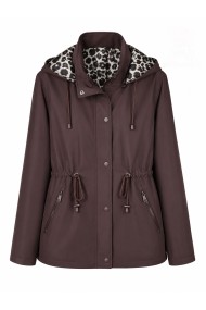 CHAQUETA IMPERMEABLE CON CAPUCHA Y FORRO ESTAMPADO AJUSTABLE EN LA CINTURA VARIOS COLORES TALLA GRANDE TY-Z68812