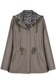 CHAQUETA IMPERMEABLE CON CAPUCHA Y FORRO ESTAMPADO AJUSTABLE EN LA CINTURA VARIOS COLORES TALLA GRANDE TY-Z68812