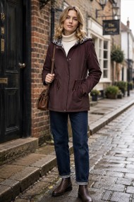 CHAQUETA IMPERMEABLE CON CAPUCHA Y FORRO ESTAMPADO AJUSTABLE EN LA CINTURA VARIOS COLORES TALLA GRANDE TY-Z68812