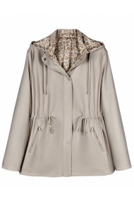 CHAQUETA IMPERMEABLE CON CAPUCHA Y FORRO ESTAMPADO AJUSTABLE EN LA CINTURA VARIOS COLORES TALLA GRANDE TY-Z68812