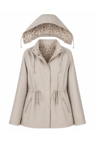 CHAQUETA IMPERMEABLE CON CAPUCHA Y FORRO ESTAMPADO AJUSTABLE EN LA CINTURA VARIOS COLORES TALLA GRANDE TY-Z68812
