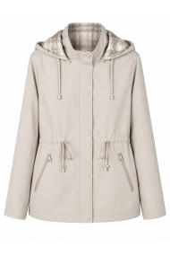 CHAQUETA IMPERMEABLE CON CAPUCHA DESMONTABLE, REVERSIBLE FORRO DE CUADROS Y CINTURA AJUSTABLE VARIOS COLORES TY-Z68807