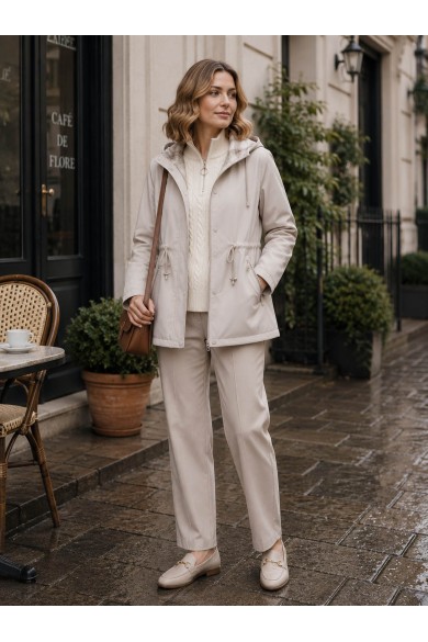 CHAQUETA IMPERMEABLE CON CAPUCHA DESMONTABLE, REVERSIBLE FORRO DE CUADROS Y CINTURA AJUSTABLE VARIOS COLORES TY-Z68807