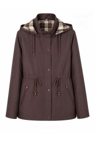 CHAQUETA IMPERMEABLE CON CAPUCHA DESMONTABLE, REVERSIBLE FORRO DE CUADROS Y CINTURA AJUSTABLE VARIOS COLORES TY-Z68807