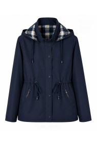 CHAQUETA IMPERMEABLE CON CAPUCHA DESMONTABLE, REVERSIBLE FORRO DE CUADROS Y CINTURA AJUSTABLE VARIOS COLORES TY-Z68807