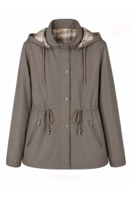 CHAQUETA IMPERMEABLE CON CAPUCHA DESMONTABLE REVERSIBLE, FORRO DE CUADROS Y CINTURA AJUSTABLE VARIOS COLORES TY-Z68807