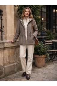 CHAQUETA IMPERMEABLE CON CAPUCHA DESMONTABLE REVERSIBLE, FORRO DE CUADROS Y CINTURA AJUSTABLE VARIOS COLORES TY-Z68807