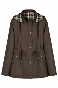 CHAQUETA IMPERMEABLE CON CAPUCHA DESMONTABLE REVERSIBLE, FORRO DE CUADROS Y CINTURA AJUSTABLE VARIOS COLORES TY-Z68807