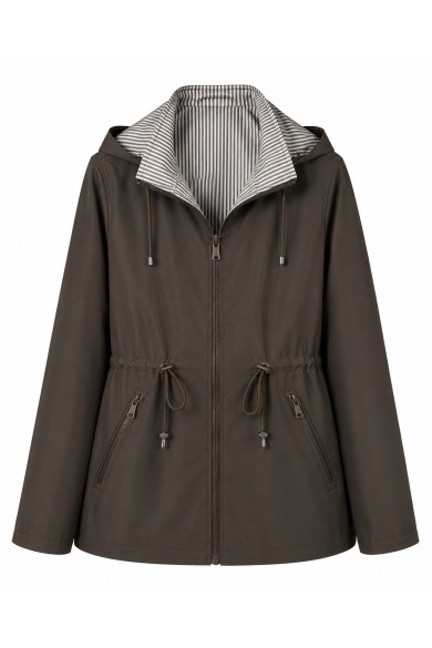 CHAQUETA REVERSIBLE CON CAPUCHA Y CINTURA AJUSTABLE VARIOS COLORES TY-Z68811