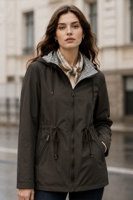 CHAQUETA REVERSIBLE CON CAPUCHA Y CINTURA AJUSTABLE VARIOS COLORES TY-Z68811