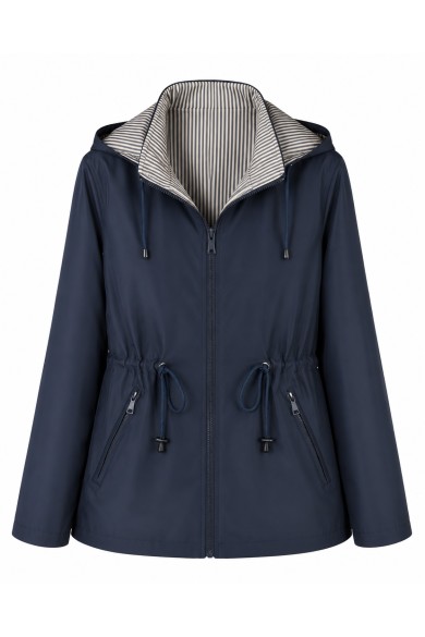 CHAQUETA REVERSIBLE CON CAPUCHA Y CINTURA AJUSTABLE VARIOS COLORES TY-Z68811