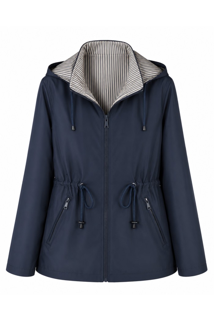 CHAQUETA REVERSIBLE CON CAPUCHA Y CINTURA AJUSTABLE VARIOS COLORES TY-Z68811
