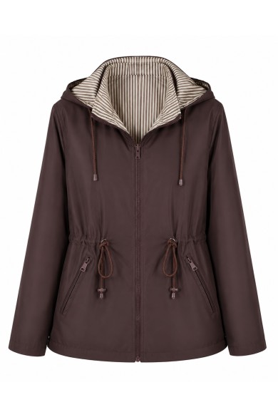CHAQUETA REVERSIBLE CON CAPUCHA Y CINTURA AJUSTABLE VARIOS COLORES TY-Z68811