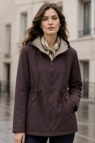 CHAQUETA REVERSIBLE CON CAPUCHA Y CINTURA AJUSTABLE VARIOS COLORES TY-Z68811